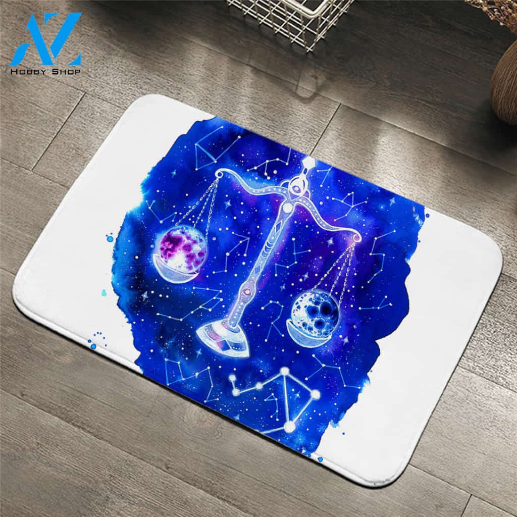 Blue Libra Constellation Door Mat