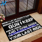 Blue Line Now I Lay Me Down To Sleep Beside My Bed A Gun I Keep Doormat