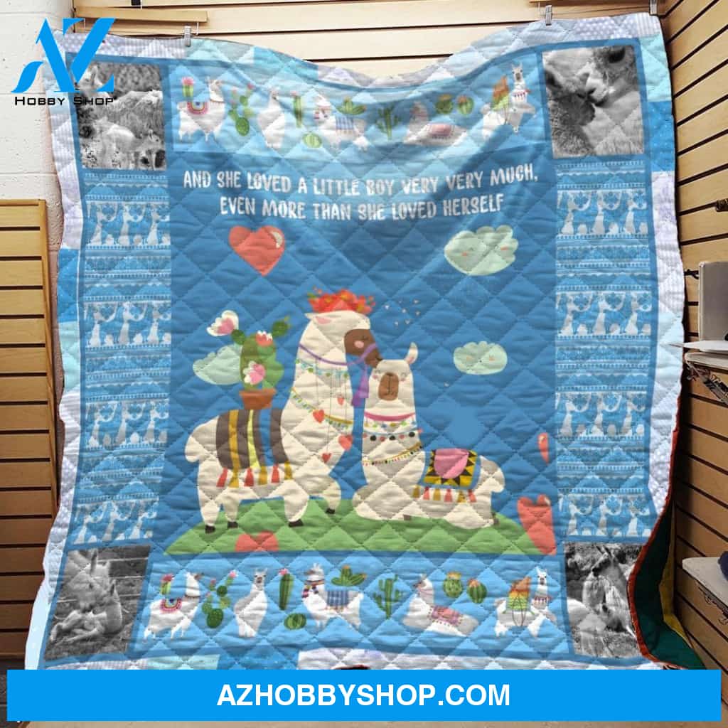 Blue Mama Llama Fleece Blanket
