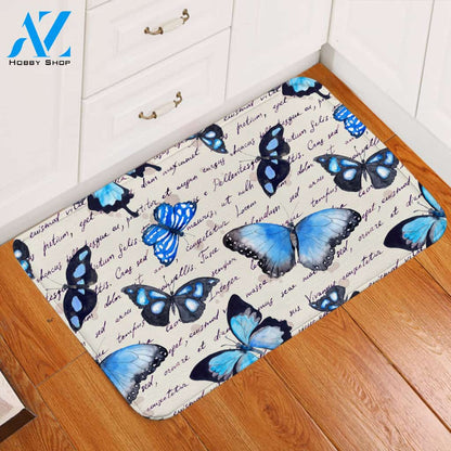 Blue Monarchs Letter Door Mat