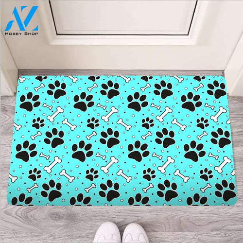 Blue Paw Door Mat