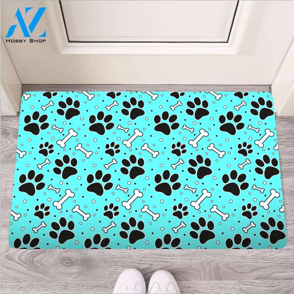 Blue Paw Door Mat