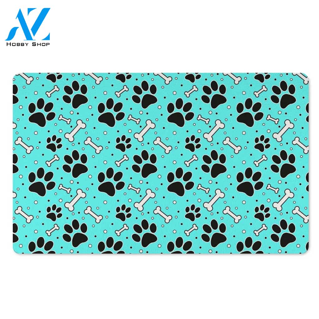 Blue Paw Door Mat