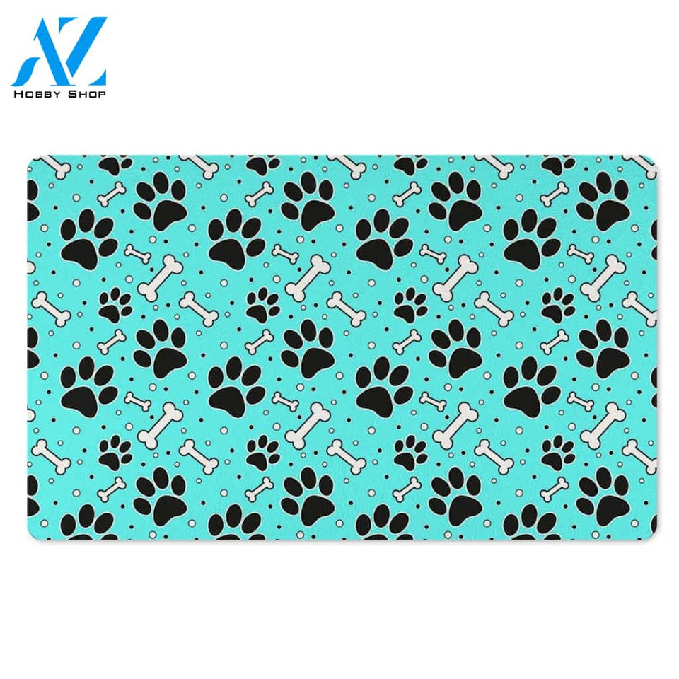 Blue Paw Door Mat