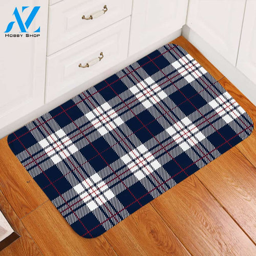 Blue Plaid Door Mat