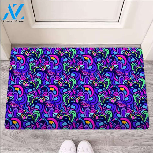 Blue Psychedelic Door Mat