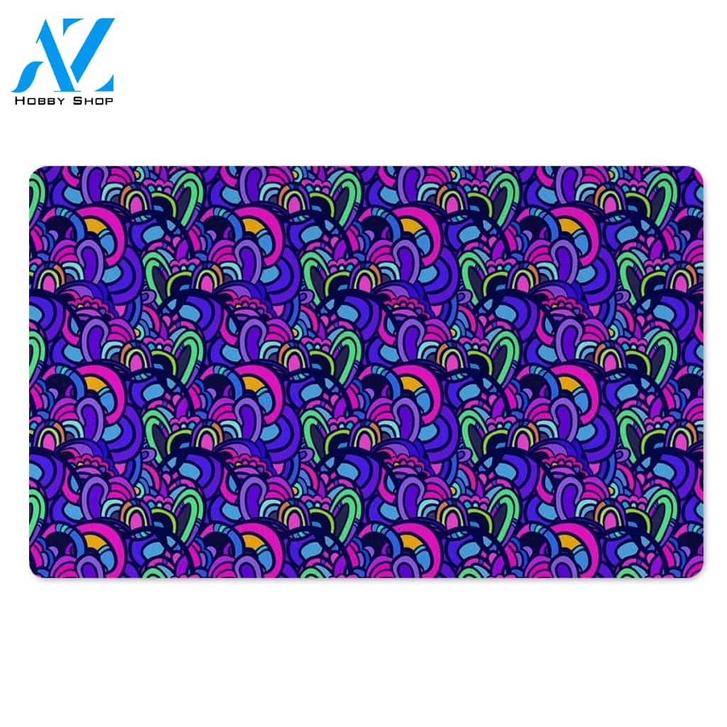 Blue Psychedelic Door Mat