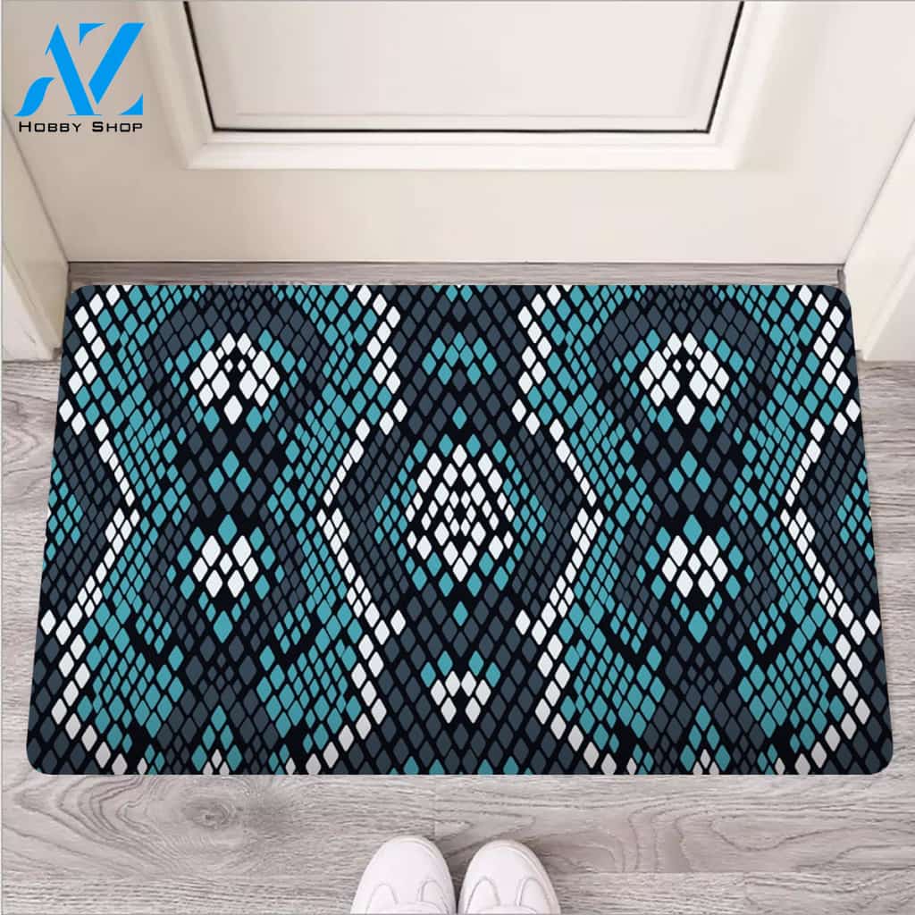 Blue Snakeskin Door Mat