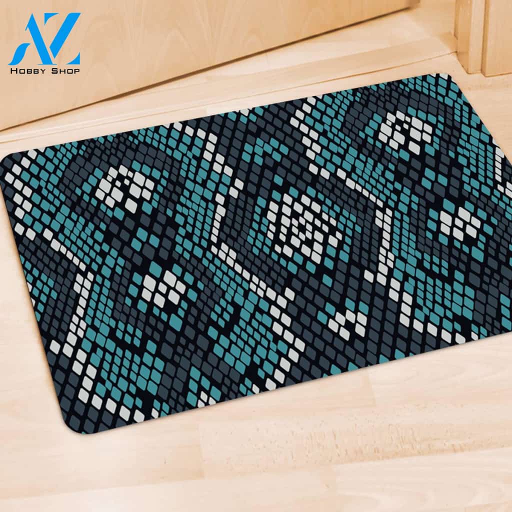 Blue Snakeskin Door Mat