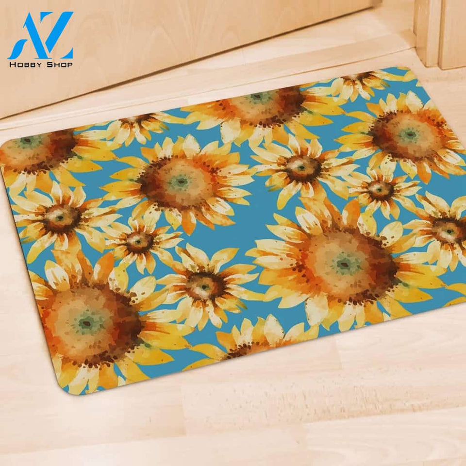 Blue Sunflower Door Mat