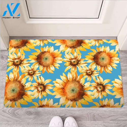 Blue Sunflower Door Mat