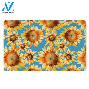 Blue Sunflower Door Mat