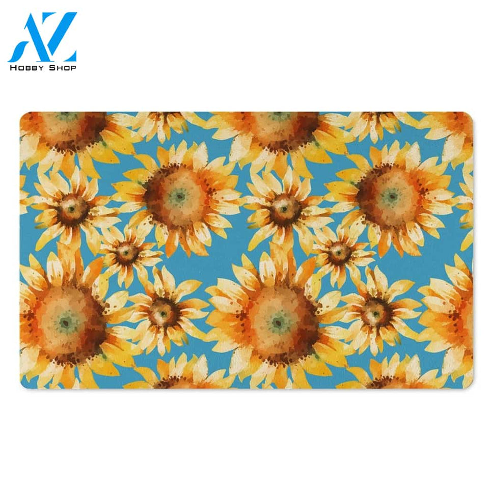 Blue Sunflower Door Mat