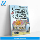 Blue Truck Butterfly Poster Canvas Wall Art Home Room House Decor, Farmhouse Decor