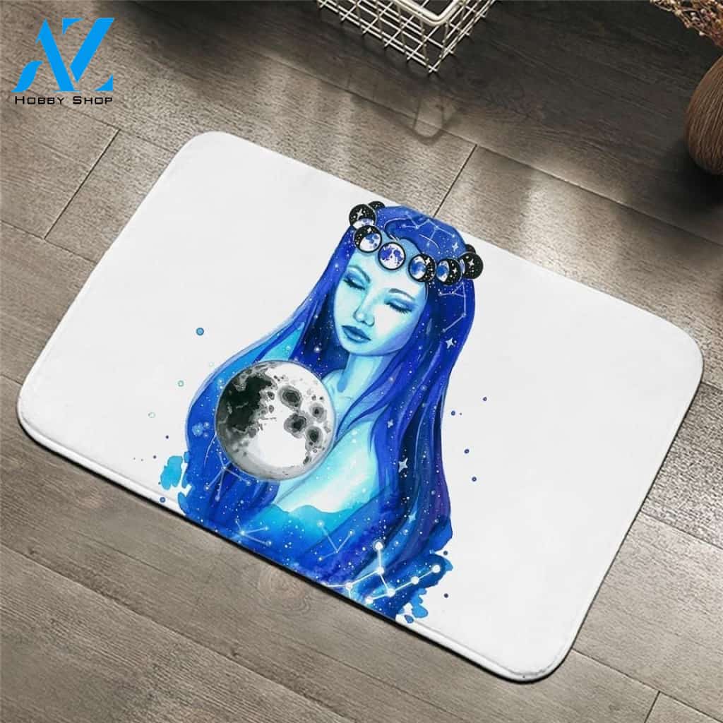 Blue Virgo White Printed Doormat Home Decor