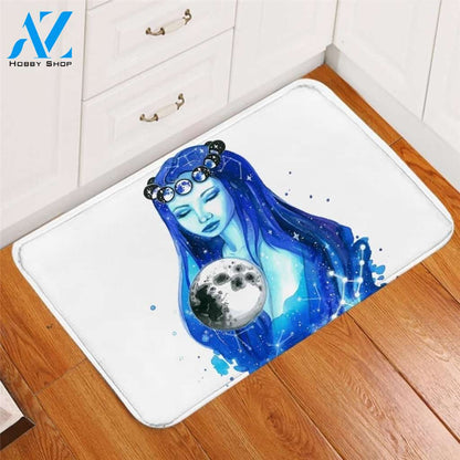 Blue Virgo White Printed Doormat Home Decor