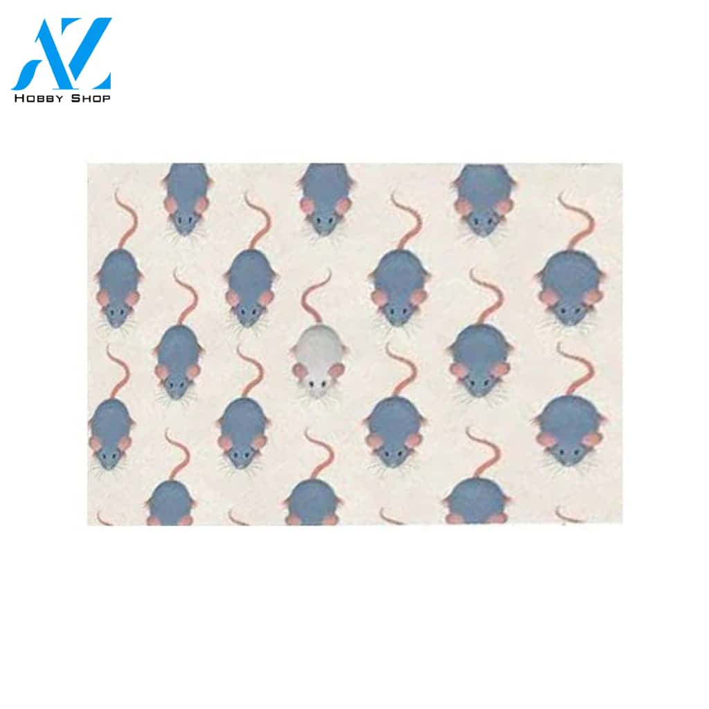 Blue & White Rat Pattern Funny Doormat Welcome Mat House Warming Gift Home Decor Funny Doormat Gift Idea