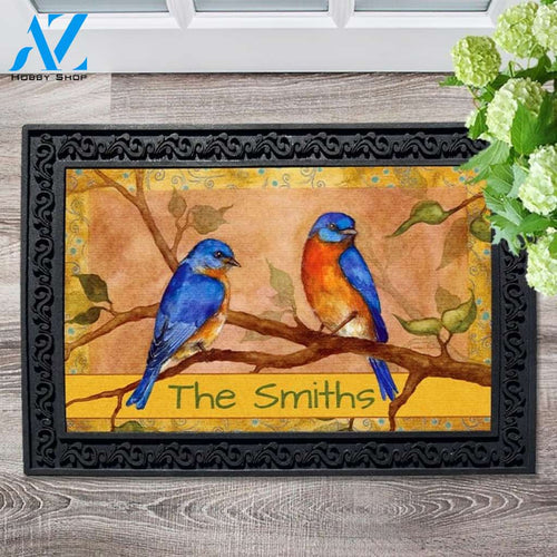 Bluebirds on a Branch Personalized Doormat - 18