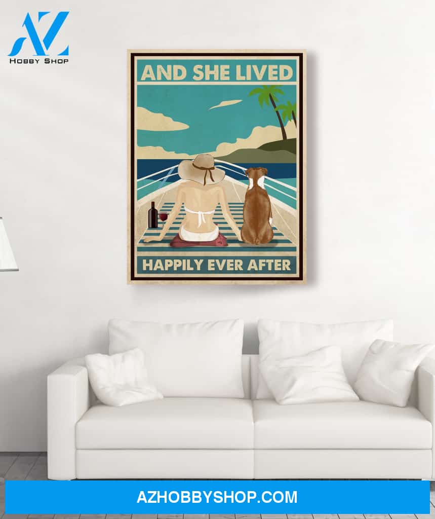 Boat With Dog - Personalized Custom Canvas - Happily Ever After