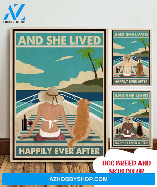 Boat With Dog - Personalized Custom Canvas - Happily Ever After