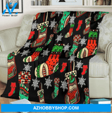 Bohemian Christmas Stockings Premium Blankets, Christmas Blankets, Xmas Blankets Gift For Friend Family Home Decor Bedding Couch Sofa Soft And Comfy Cozy