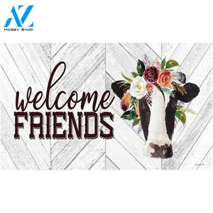Boho Cow Welcome Friends Non-Slip Printed Doormat Home Decor