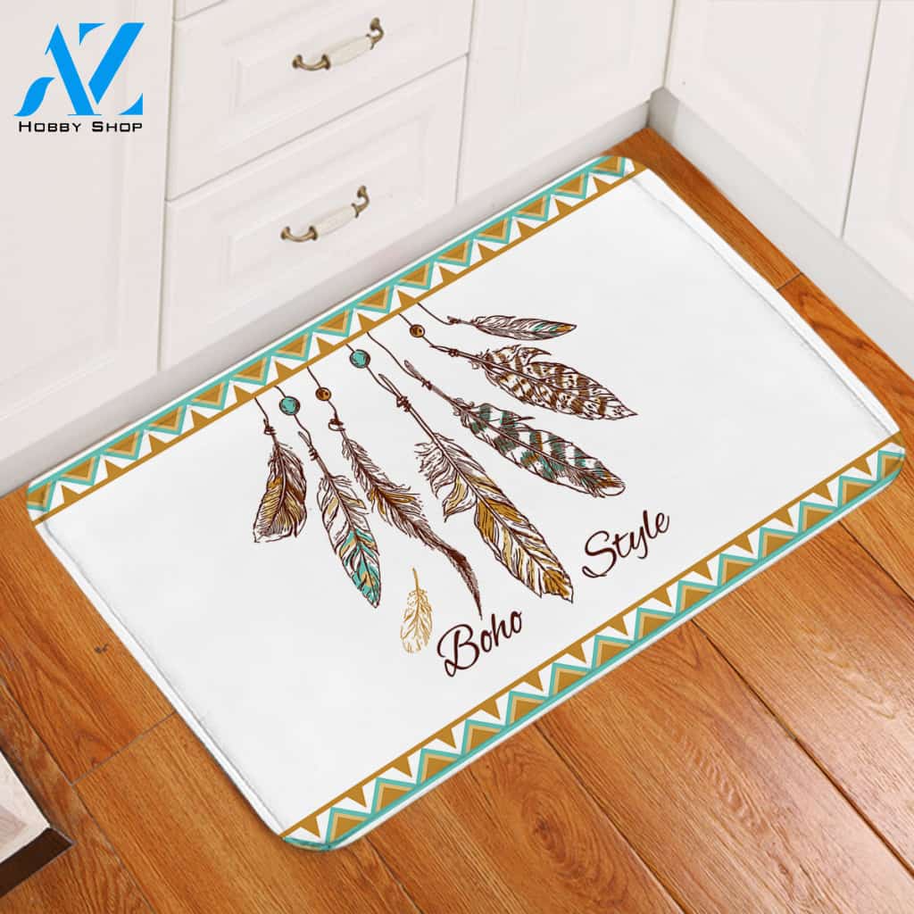Boho Style Feathers Door Mat