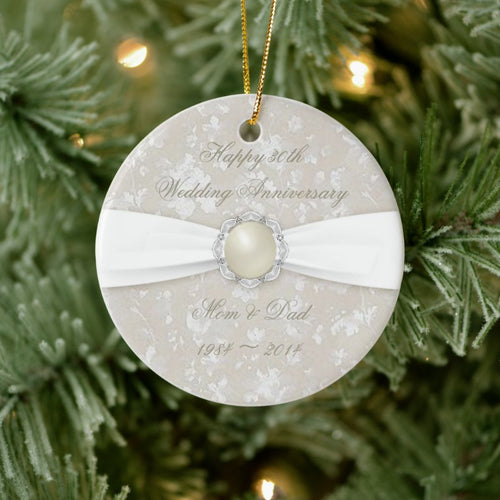 Bold Damask 30Th Wedding Anniversary Ornament