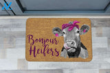 Bonjour Heifers Doormat Farm Cow Personalized Doormat Rug Housewarming Gift Family Welcome Mat Custom Funny Birthday New Year Gift