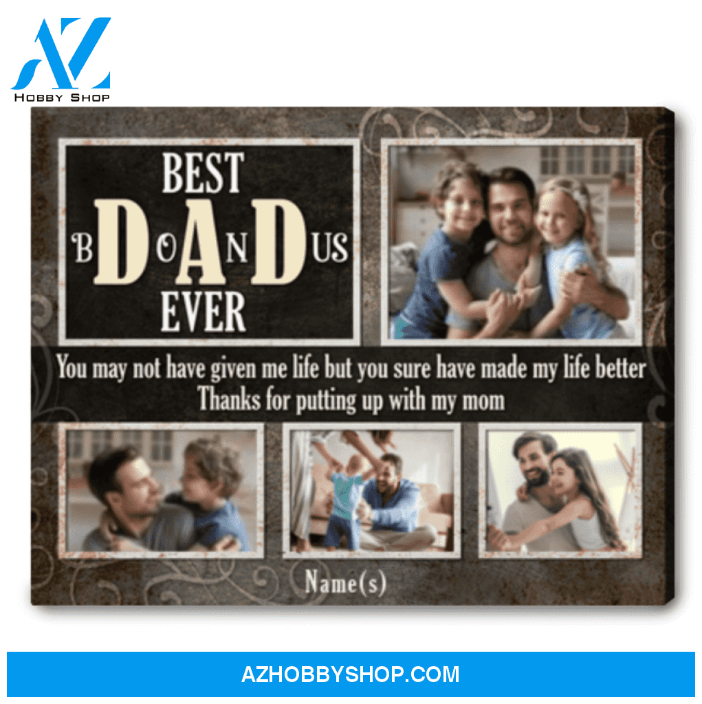Bonus Dad Father's Day Gift Custom Photo Bonus Dad Canvas Print