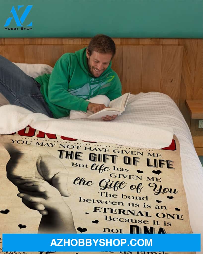 Bonus Dad - Thank You For Loving Me As Your Own Fleece Blanket Gift For Dad
