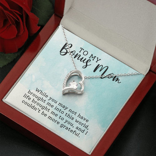 Bonus Mom Grateful Forever Love Heart Necklace