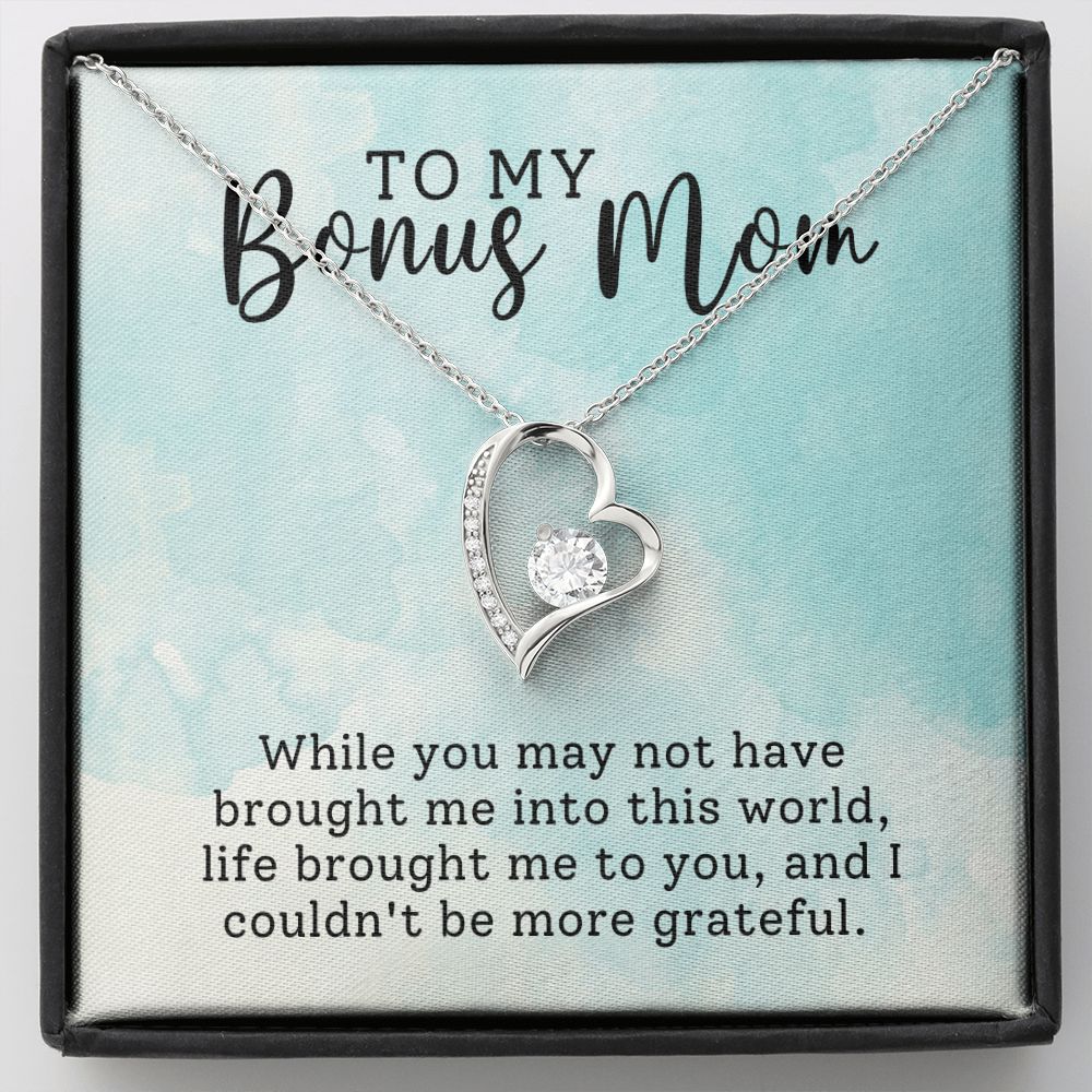 Bonus Mom Grateful Forever Love Heart Necklace