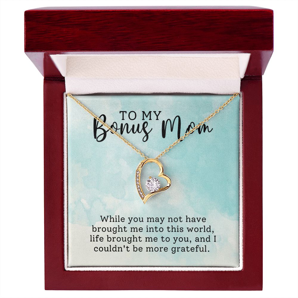 Bonus Mom Grateful Forever Love Heart Necklace