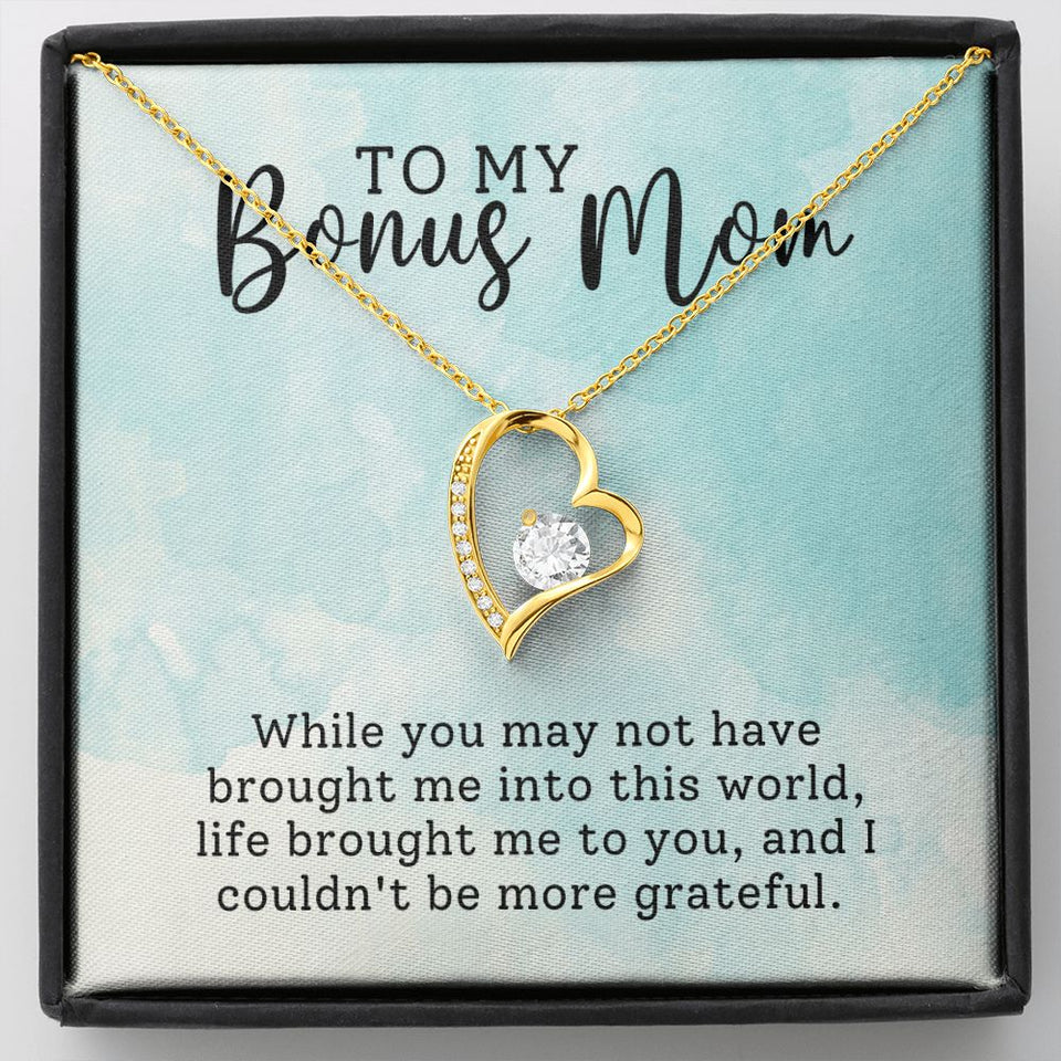 Bonus Mom Grateful Forever Love Heart Necklace