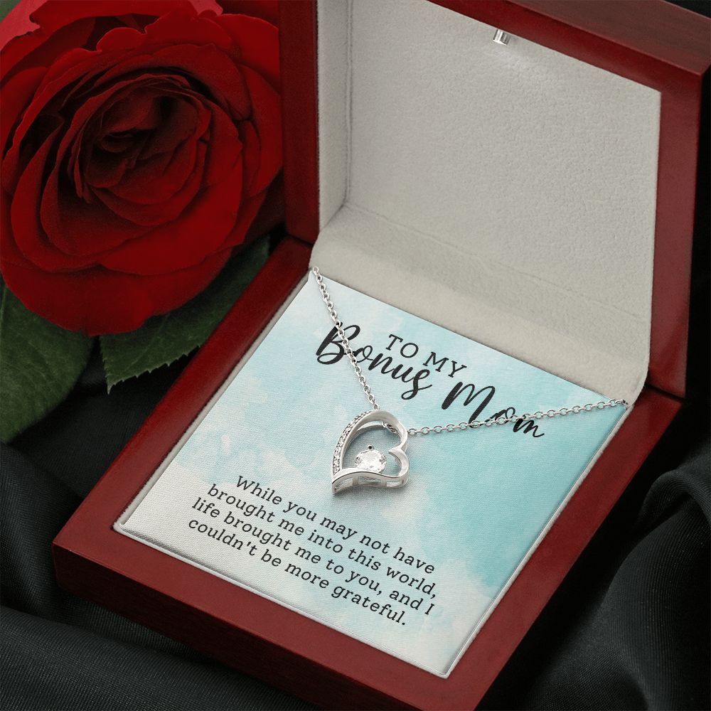 Bonus Mom Grateful Forever Love Heart Necklace