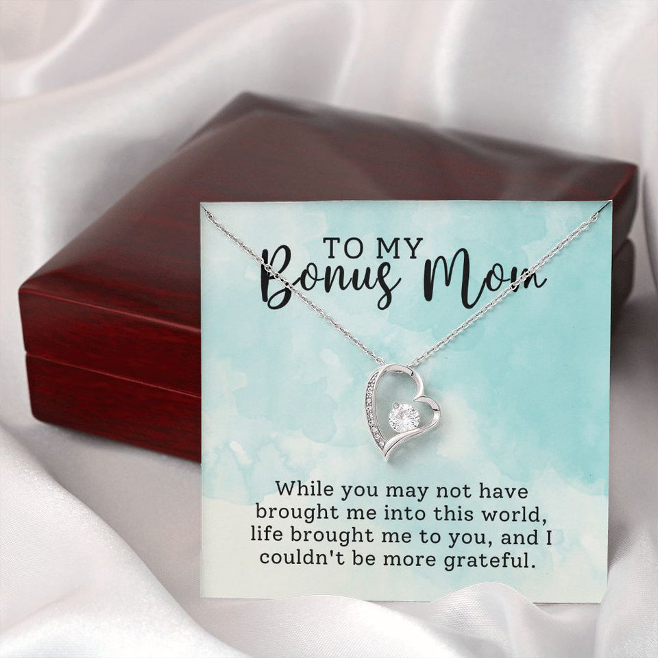 Bonus Mom Grateful Forever Love Heart Necklace