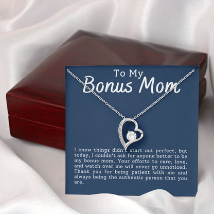 Bonus Mom Patience Forever Love Heart Necklace Gift For Stepmother