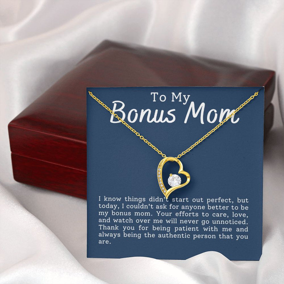 Bonus Mom Patience Forever Love Heart Necklace Gift For Stepmother