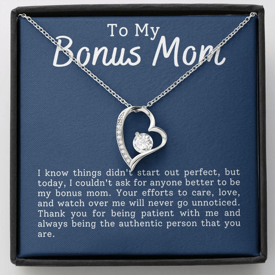 Bonus Mom Patience Forever Love Heart Necklace Gift For Stepmother
