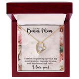 Bonus Mom -Thank You - Forever Love Heart Necklace Gift for Stepmother