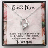 Bonus Mom -Thank You - Forever Love Heart Necklace Gift for Stepmother
