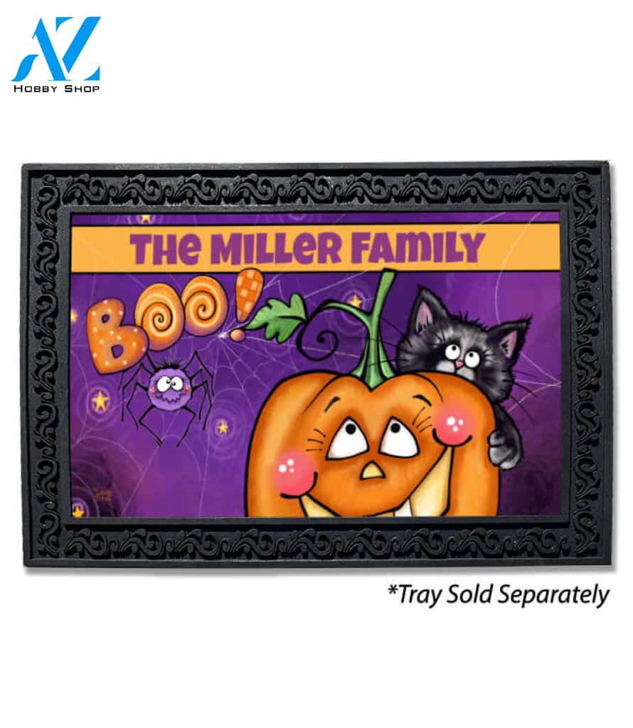 Boo Pumpkin Personalized Doormat - 18" x 30"