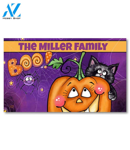 Boo Pumpkin Personalized Doormat - 18" x 30"