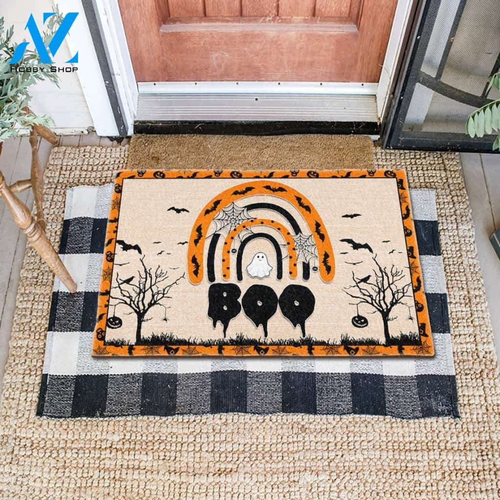 Boo Rainbow Halloween Doormat Gift For Friend Family Home Decor Warm House Gift Welcome Mat