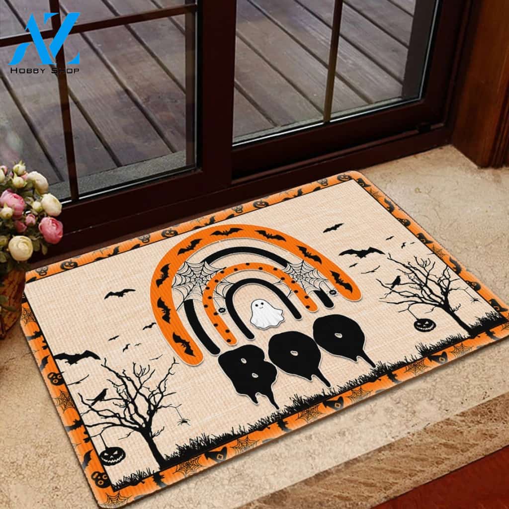 Boo Rainbow Halloween Doormat Gift For Friend Family Home Decor Warm House Gift Welcome Mat