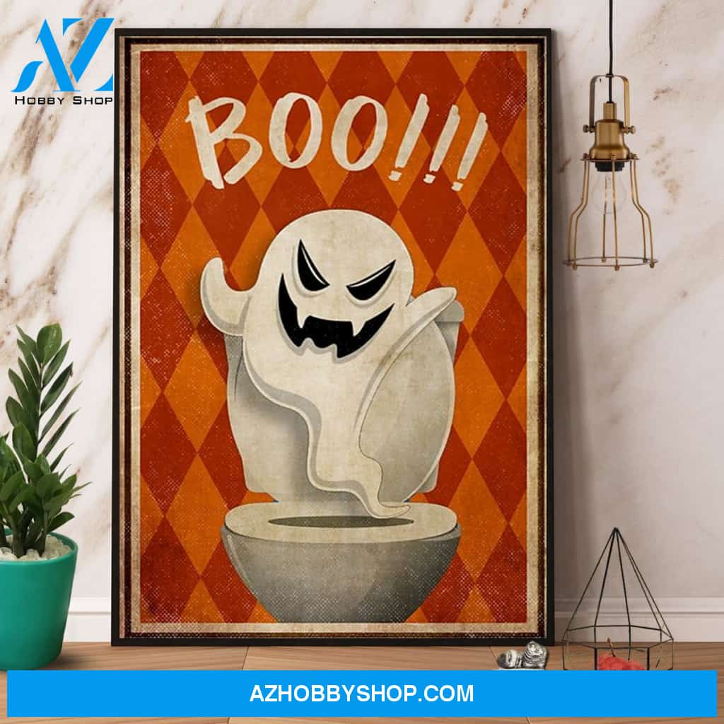 Boo Toilet Funny Halloween Bathroom Canvas And Poster, Wall Decor Visual Art, Halloween Gift, Happy Halloween