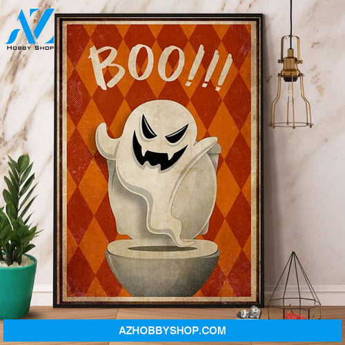 Boo Toilet Funny Halloween Bathroom Canvas And Poster, Wall Decor Visual Art, Halloween Gift, Happy Halloween