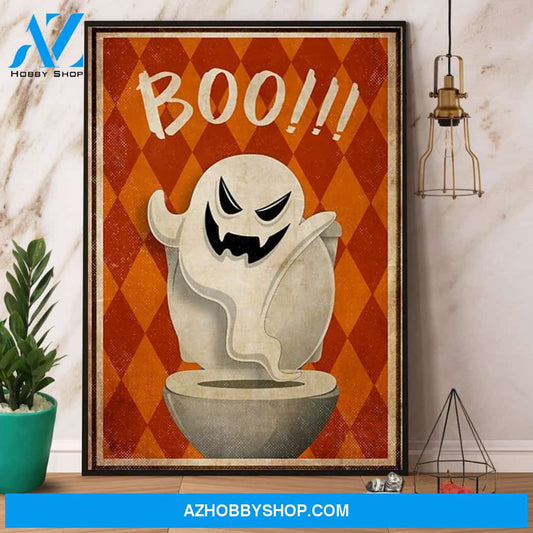 Boo Toilet Funny Halloween Bathroom Canvas And Poster, Wall Decor Visual Art, Halloween Gift, Happy Halloween