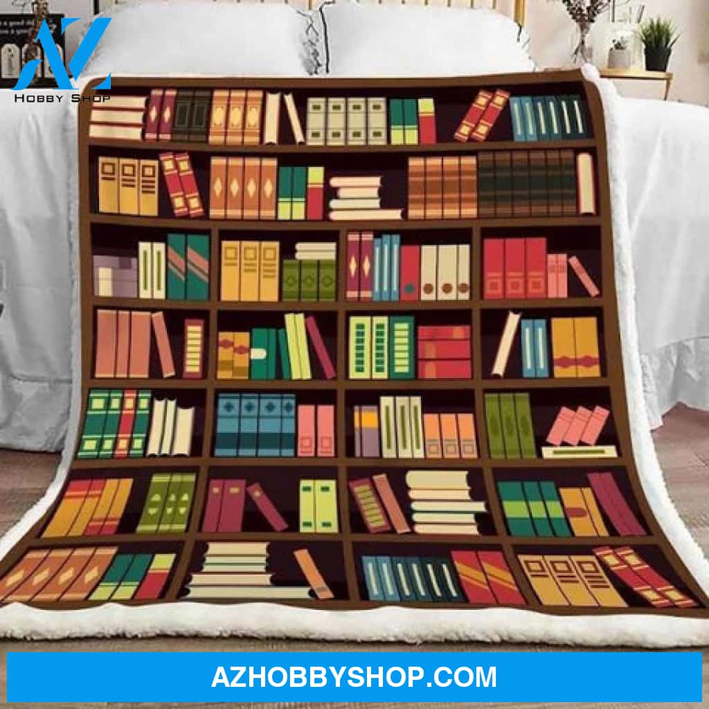 Book Blanket, Book Lovers Book Shelf Fleece Blanket Gift For Reading Book Lover